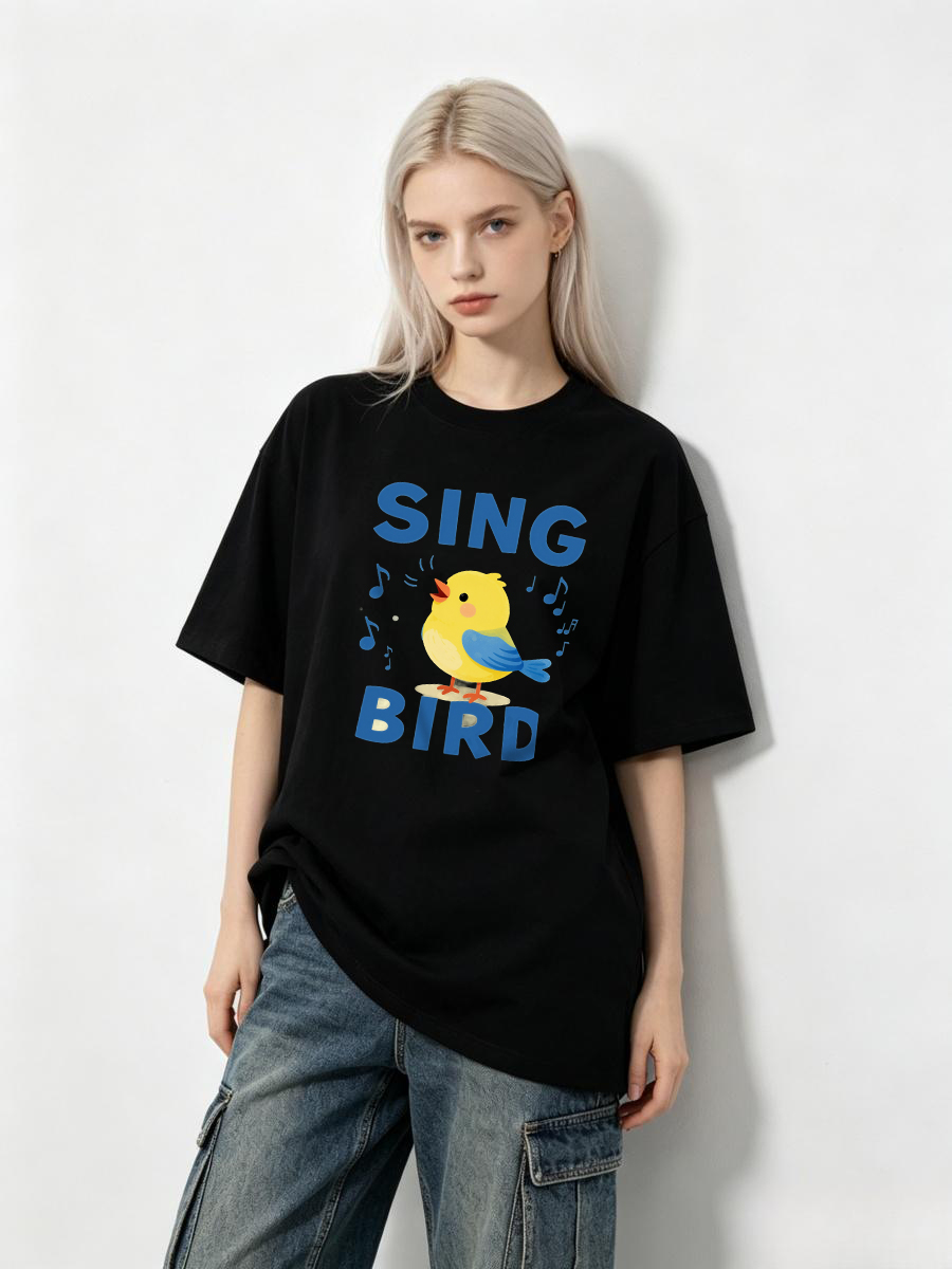 Urban Ethnic Fashion - Tシャツ 秋の緑色のテキスタイル サステナブルファッション 環境責任 エコ意識 エスニック