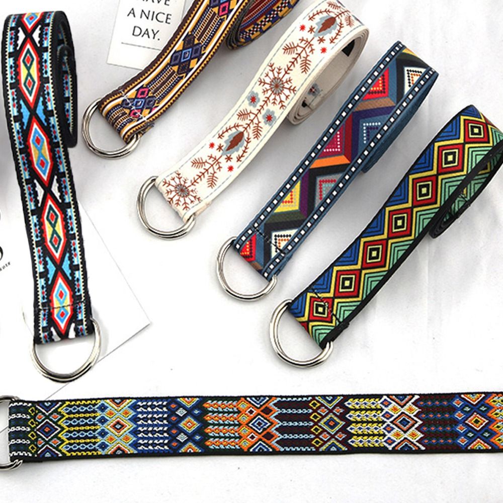 Men'S Ethnic Fashion Trends - 男性と女性のためのナイロン編組キャンバスベルト,ダブルリングバックル,エスニックスタイル,用途の広い,学生のためのファッショナブル