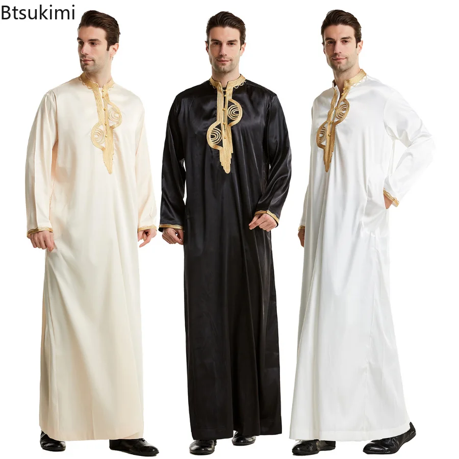Kurta Men Cotton - イスラム教徒の男性のためのカフタンのドレス,長袖,スタンドアップカラー,イードトーブ,アラブ,トルコのドレス,ドバイ,イスラム教徒,エスニック,レジャー,男性のための服