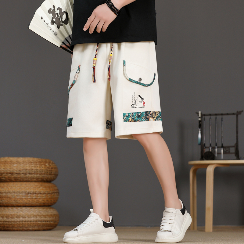 Urban Ethnic Fashion - アイスシルクメンズショートパンツ 2025新作 夏ファッション カジュアル ストレートレッグ 五分丈