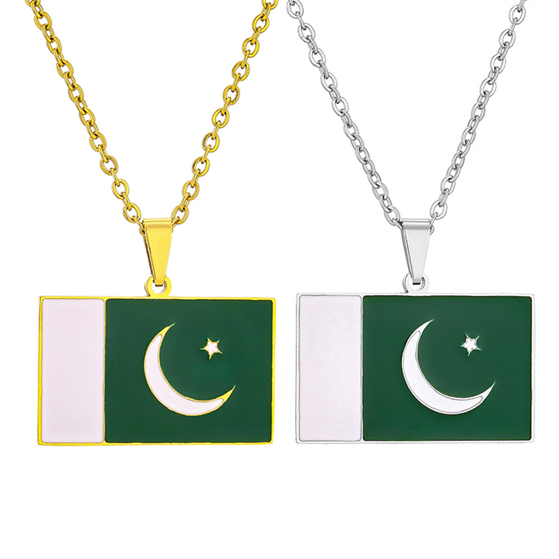 Ethnic Fashion Pakistan - 女性と男性のためのパキスタン国旗ペンダントネックレス、ステンレス鋼、民族チョーカー、友人、パキスタン、友人へのジュエリーギフト