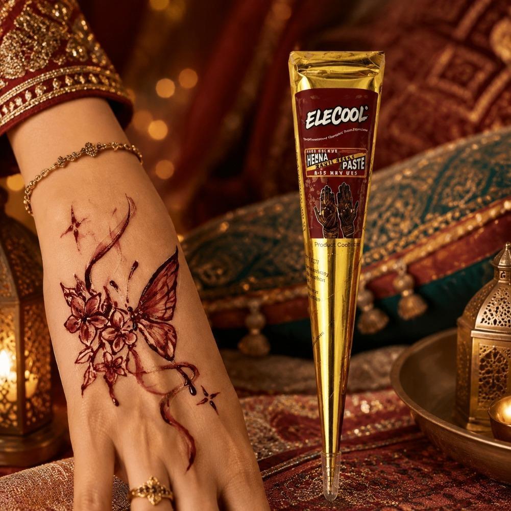 Ethnic Fashion India - 天然一時的なフラッシュタトゥーペースト黒ヘナボディペイントアート使い捨てコーンセクシータトゥークリームインクインドの結婚式のファッション
