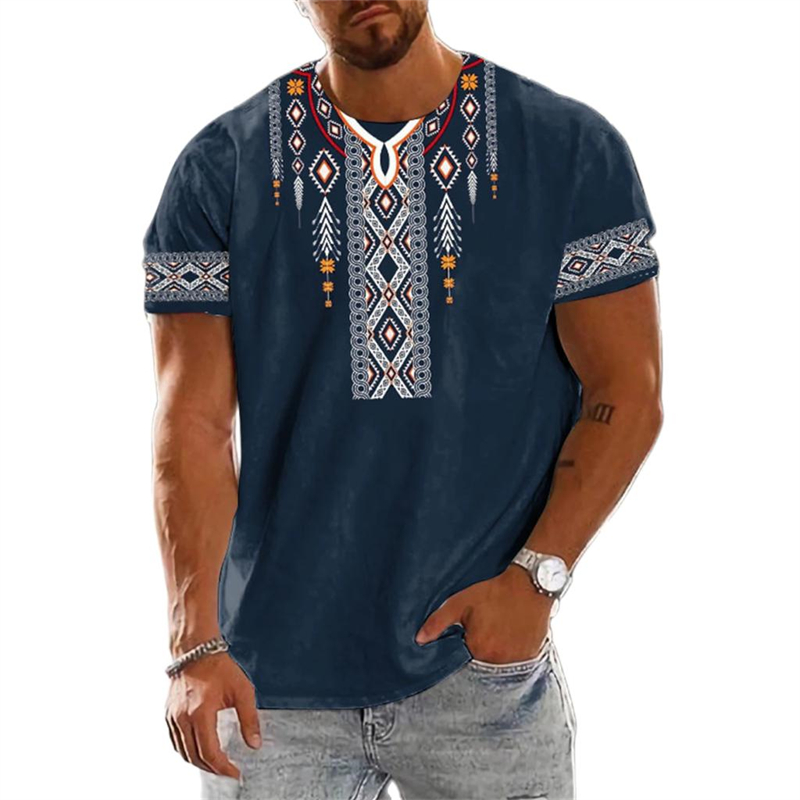 Men'S Ethnic Fashion Trends - トレンド2025 ヴィンテージ エスニック グラフィック Tシャツ サマーファッション