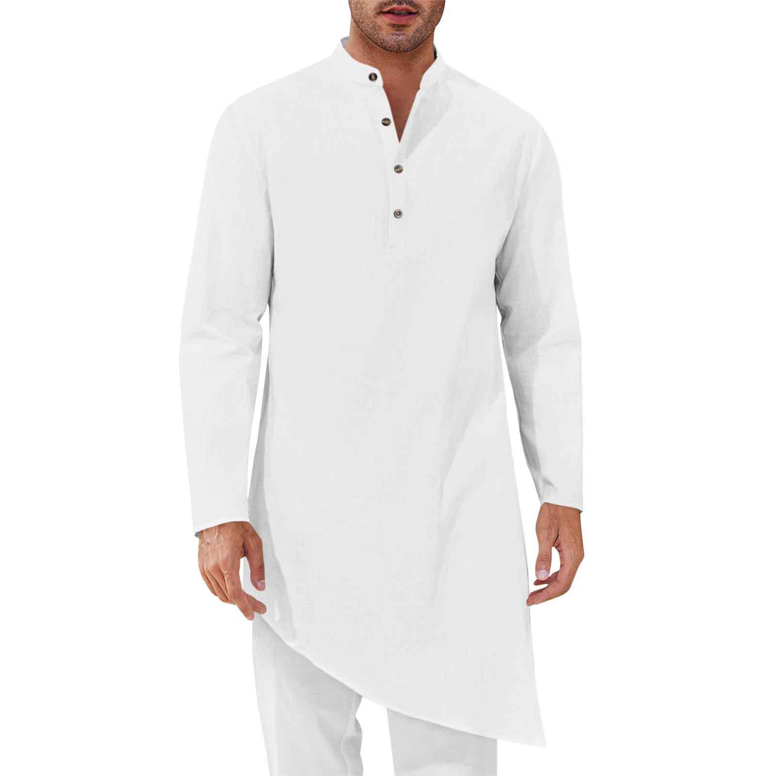 ミニマリストロングシャツ メンズシャツローブ ルーズ インド - Kurta Men Cotton のレビューと価格
