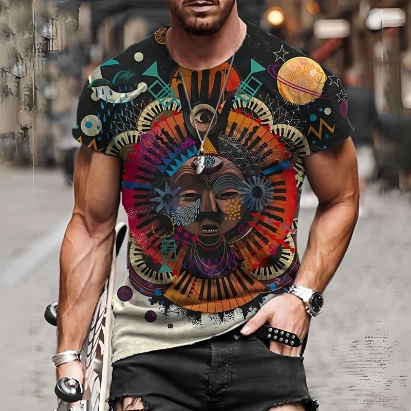 ヴィンテージエスニックスタイルパターン Tシャツ夏のファッシ - Men'S Ethnic Fashion Trends のレビューと価格