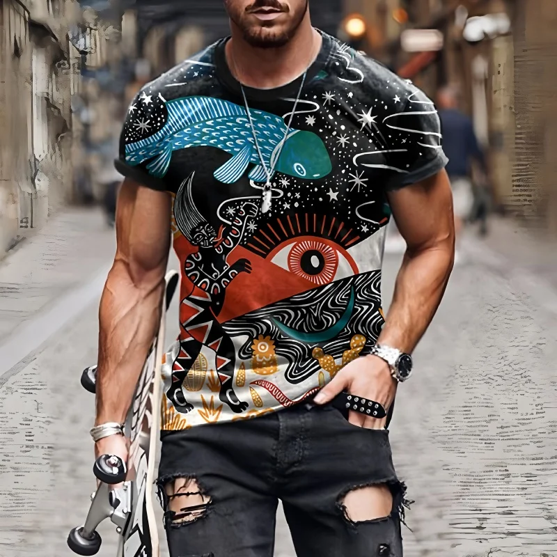 ヴィンテージエスニックスタイルパターン Tシャツ夏のファッシ - Men'S Ethnic Fashion Trends のレビューと価格