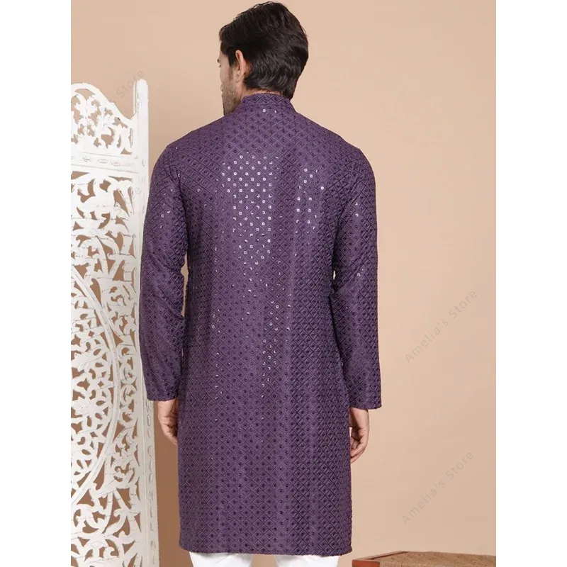 インドメンズクルタチュニックコットン軽量ロングシャツスパンコ - Kurta Men Cotton のレビューと価格