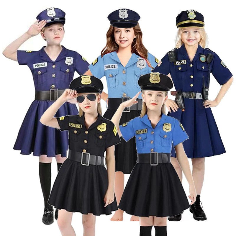 ハロウィン子供用警察官スーツ女の子用ワンピースコスチュームポ - Ethnic Fashion Wear のレビューと価格