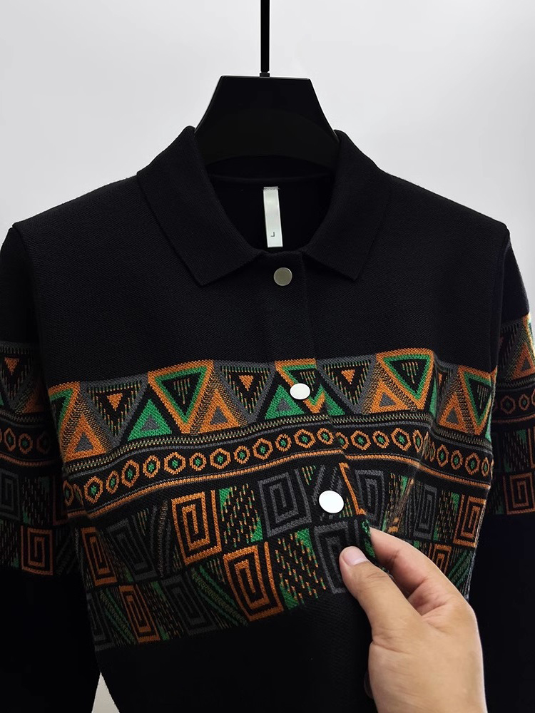 ファッショナブルなメンズニットカーディガン襟付きセーターブラ - Urban Ethnic Fashion のレビューと価格
