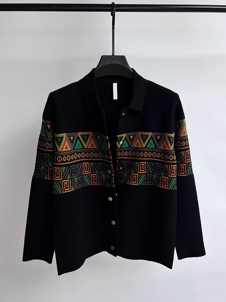 ファッショナブルなメンズニットカーディガン襟付きセーターブラ - Urban Ethnic Fashion のレビューと価格