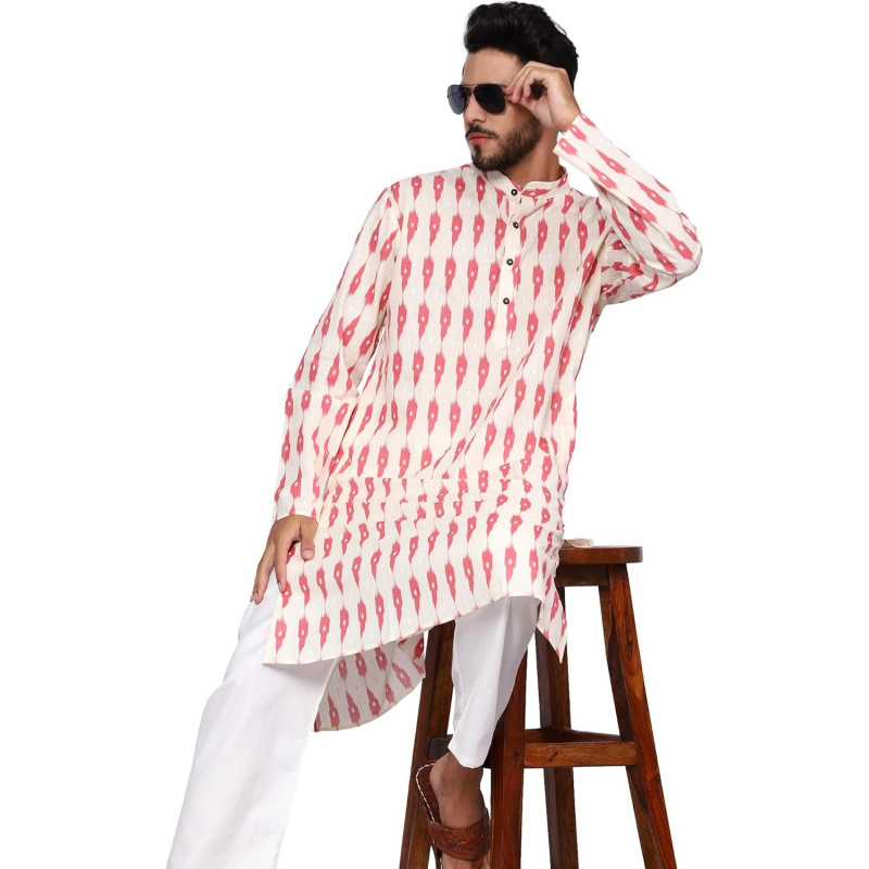 メンズ純綿クルタパジャマセットギフト、プリント入り膝丈カジュ - Kurta Men Cotton のレビューと価格