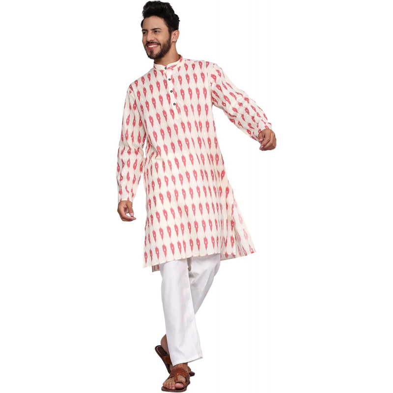 メンズ純綿クルタパジャマセットギフト、プリント入り膝丈カジュ - Kurta Men Cotton のレビューと価格