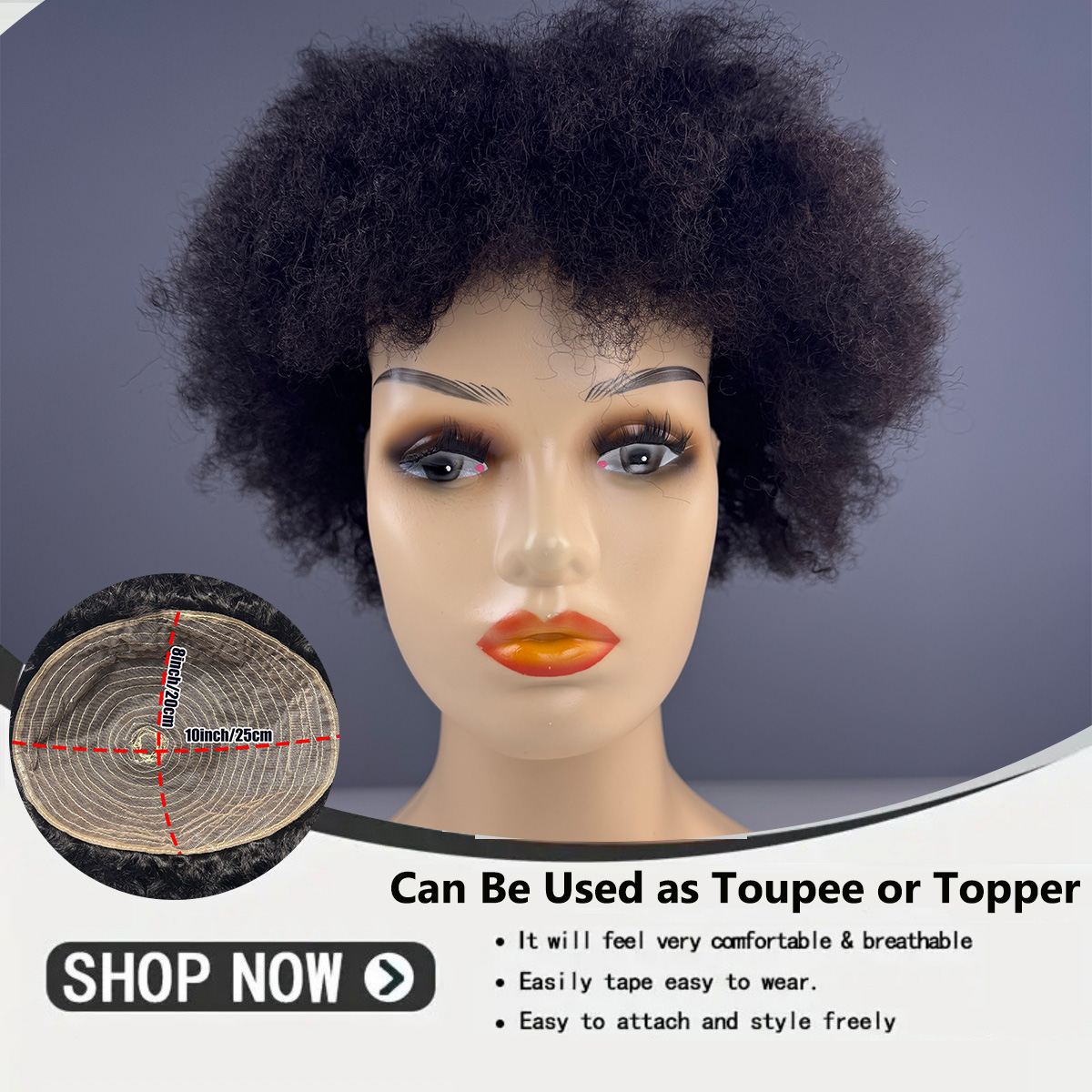 ユニセックス人毛ヘアピースまたはトップピース アフロスタイル - Ethnic Fashion India のレビューと価格