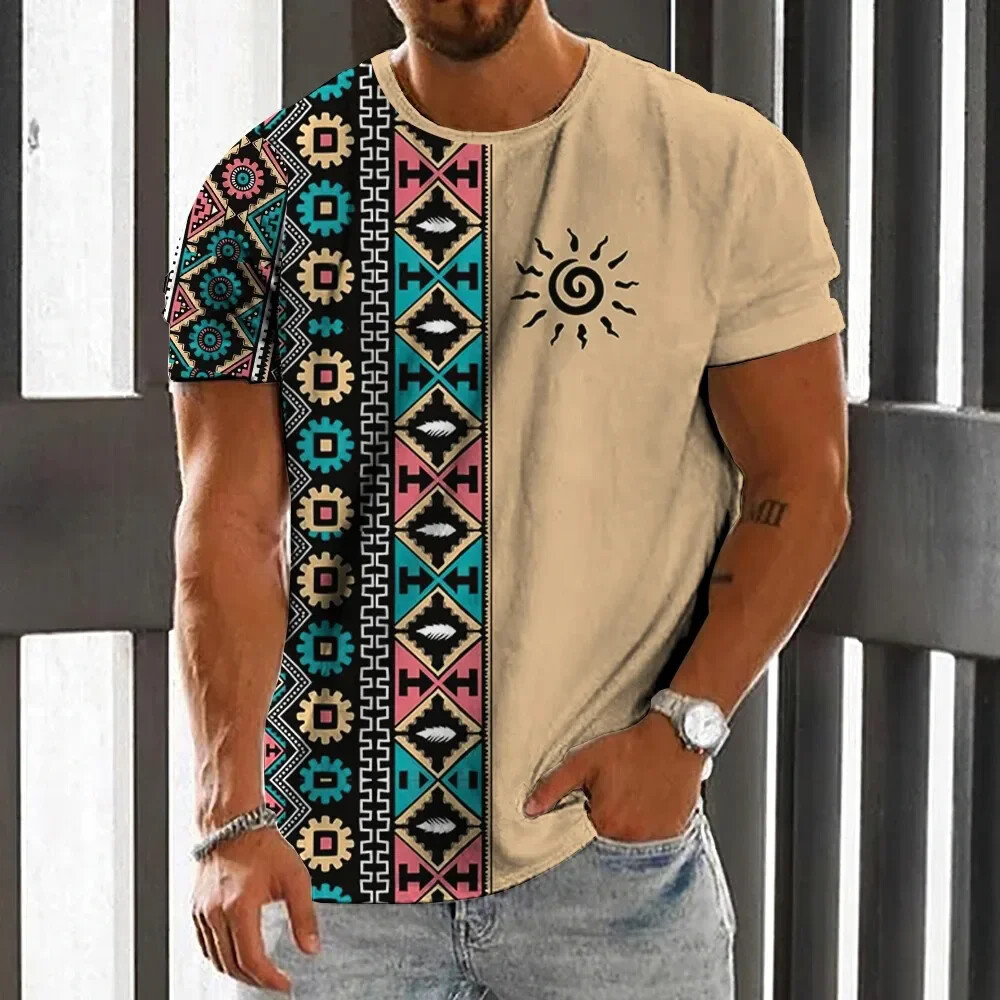ヴィンテージエスニックスタイルメンズ Tシャツ夏のファッショ - Men'S Ethnic Fashion Trends のレビューと価格