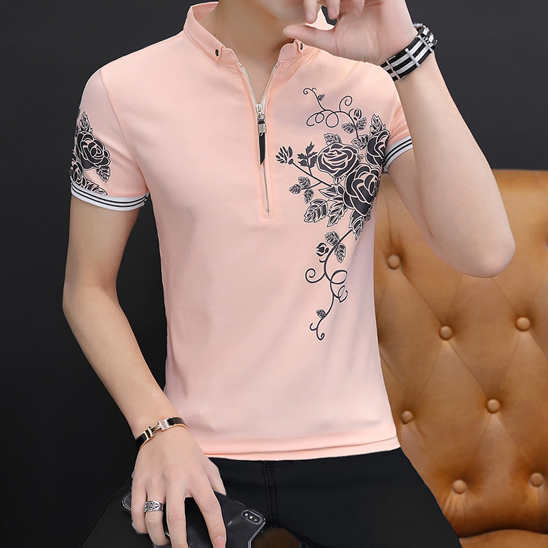 ファッショナブルな半袖スタンドカラープリントTシャツ メンズ - Urban Ethnic Fashion のレビューと価格
