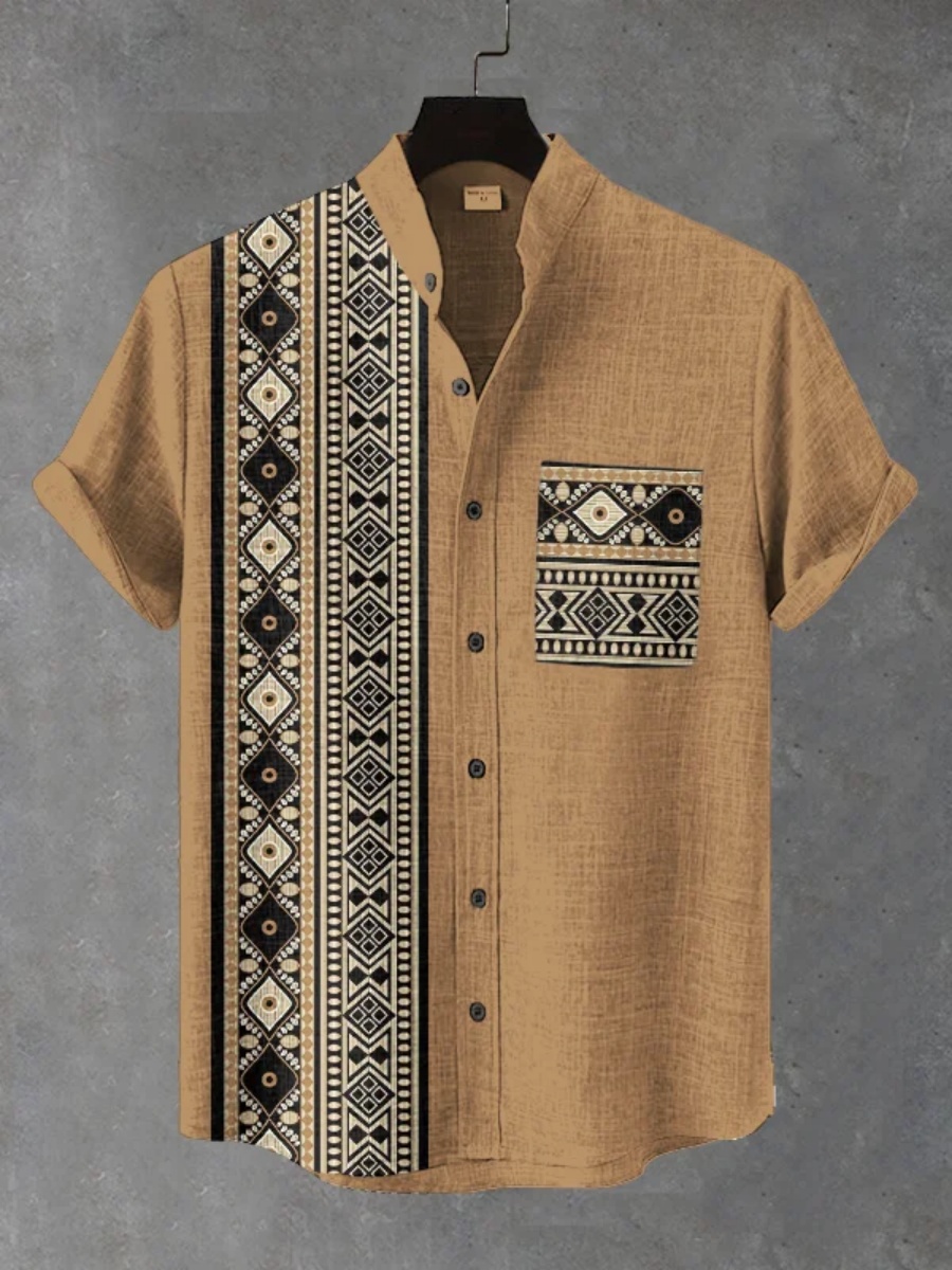 メンズレトロエスニックトライバル半袖シャツ - カジュアルフ - Men'S Ethnic Fashion Trends のレビューと価格