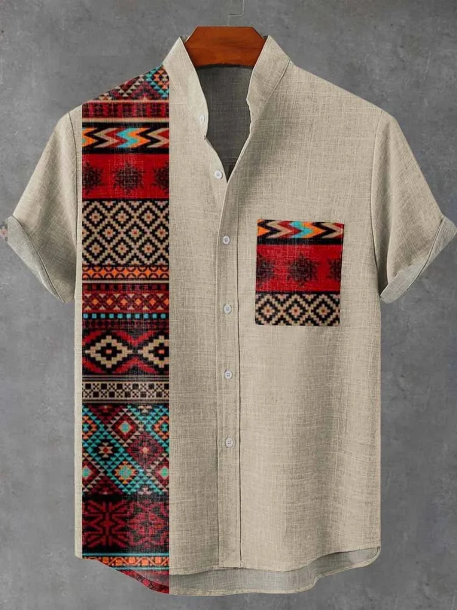 メンズレトロエスニックトライバル半袖シャツ - カジュアルフ - Men'S Ethnic Fashion Trends のレビューと価格