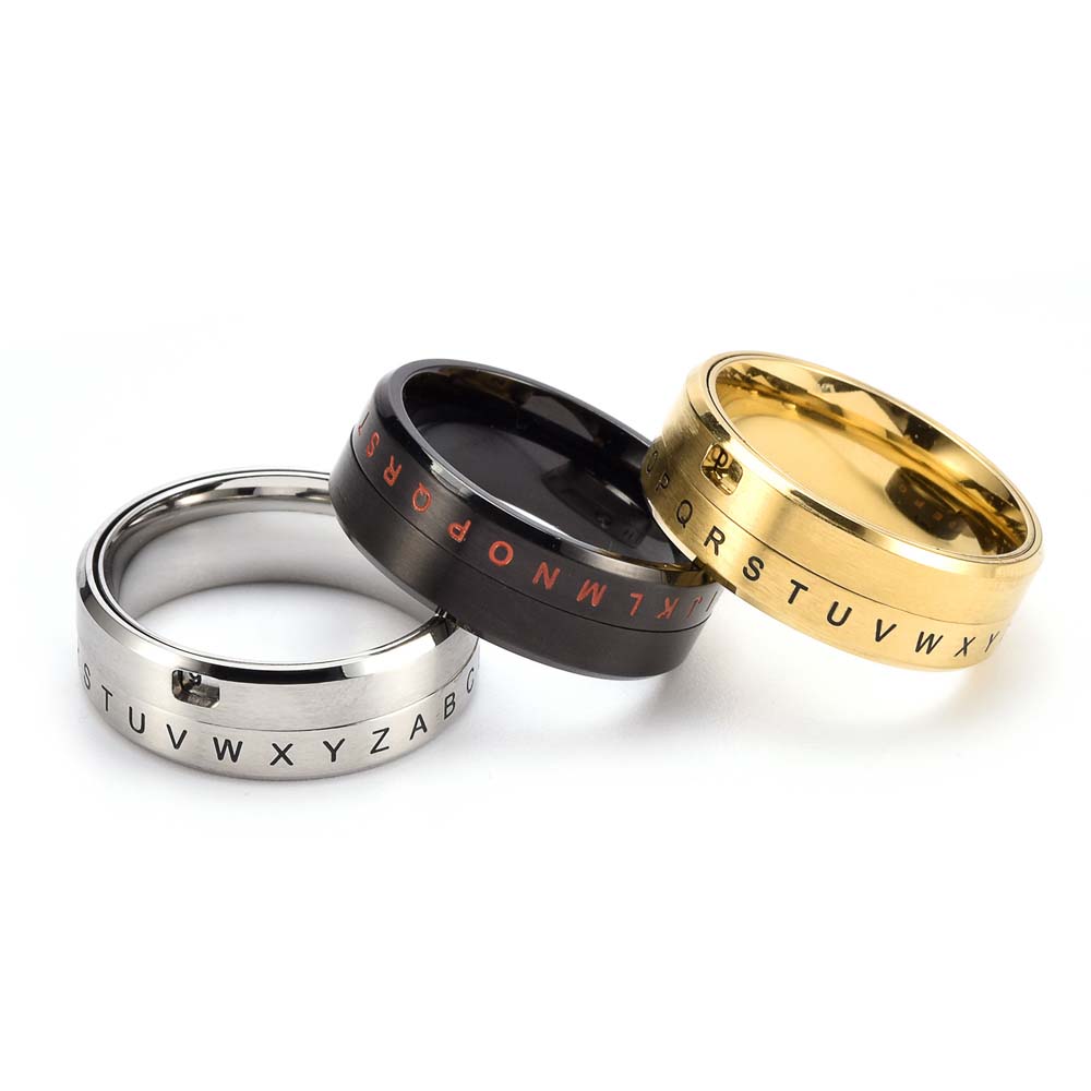 メンズ ステンレススチール スピナー リング 回転 数字と文 - Urban Ethnic Fashion のレビューと価格