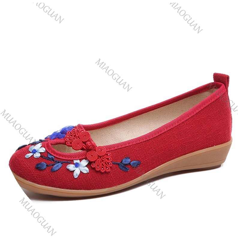 刺繍入り女性用コンフォートウェッジプラットフォームシューズ、 - Ethnic Fashion のレビューと価格