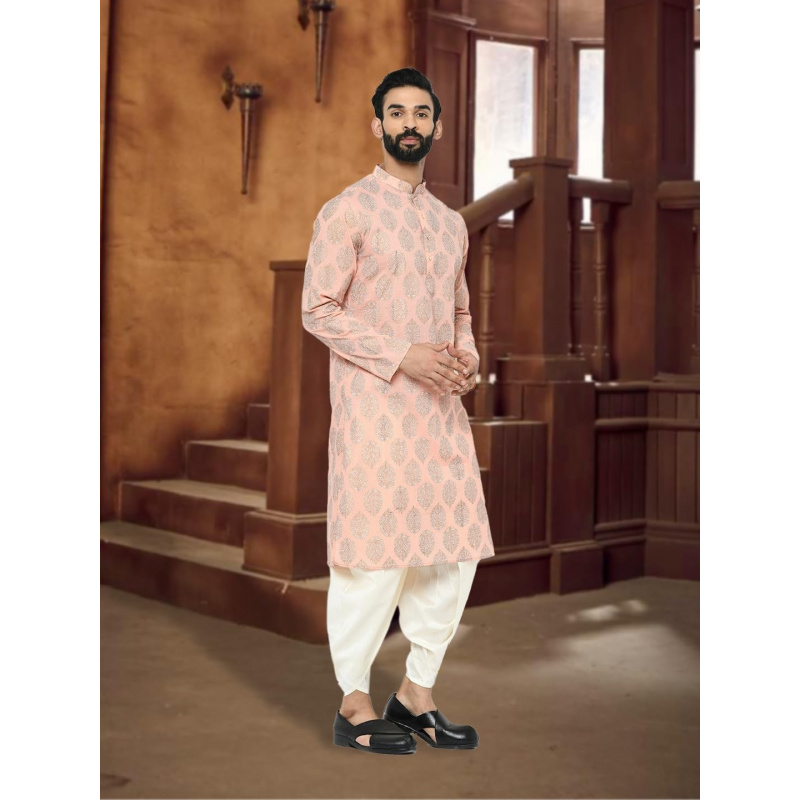メンズクルタ - プリント入りコットンブレンドチュニック - - Kurta Men Cotton のレビューと価格