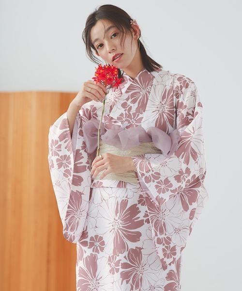 伝統的な浴衣着物綿麻素材ガールズドレスピンクひまわり夏のファ - Ethnic Fashion Wear のレビューと価格