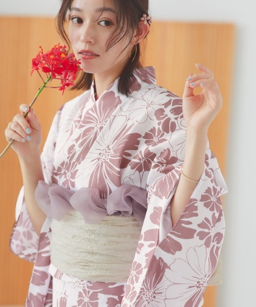 伝統的な浴衣着物綿麻素材ガールズドレスピンクひまわり夏のファ - Ethnic Fashion Wear のレビューと価格