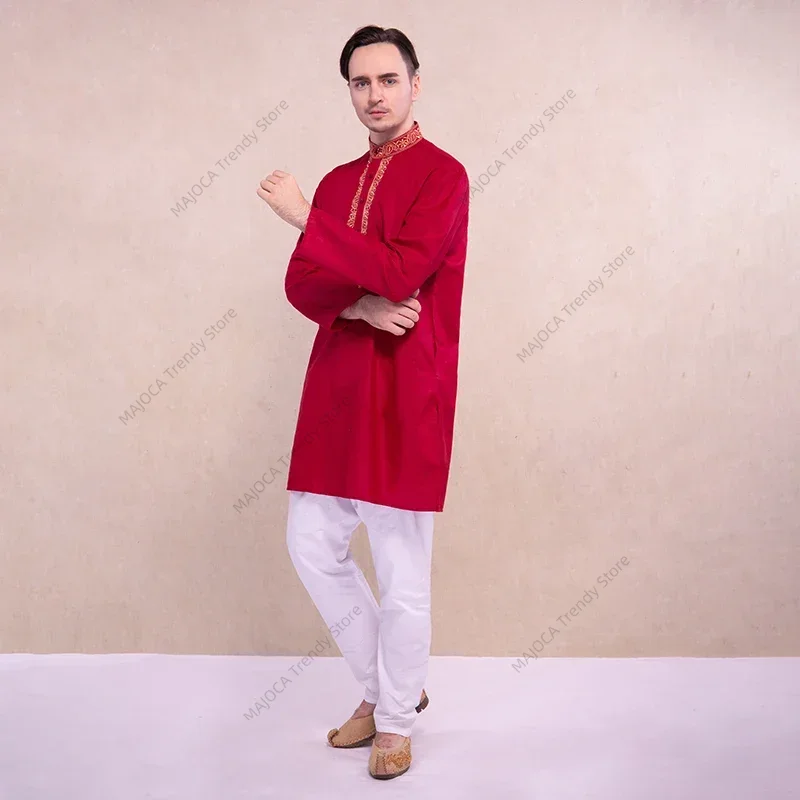 インドの男性用民族衣装 クルタシャツ 伝統的なスタイル クル - Kurta Men Cotton のレビューと価格