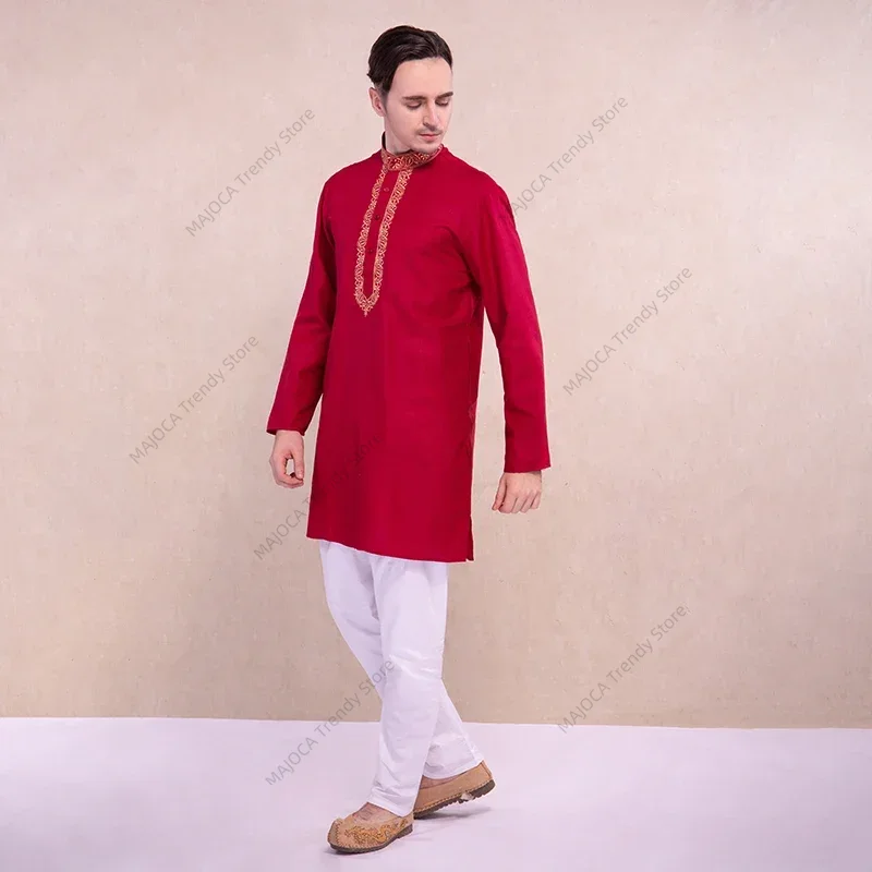 インドの男性用民族衣装 クルタシャツ 伝統的なスタイル クル - Kurta Men Cotton のレビューと価格