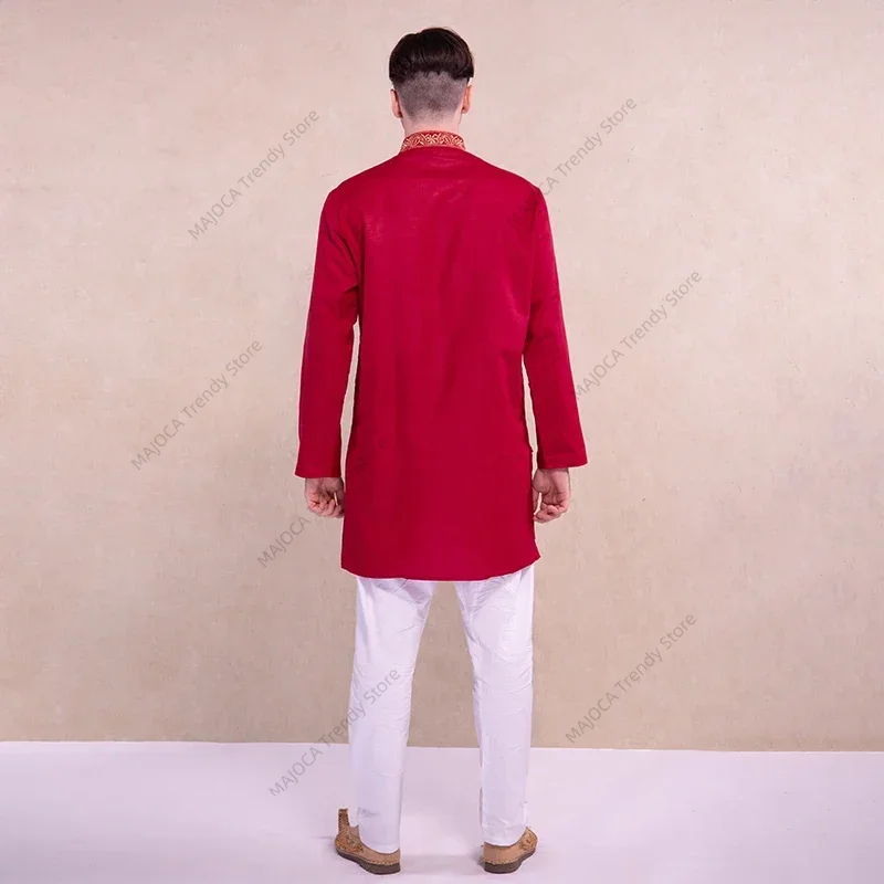 インドの男性用民族衣装 クルタシャツ 伝統的なスタイル クル - Kurta Men Cotton のレビューと価格