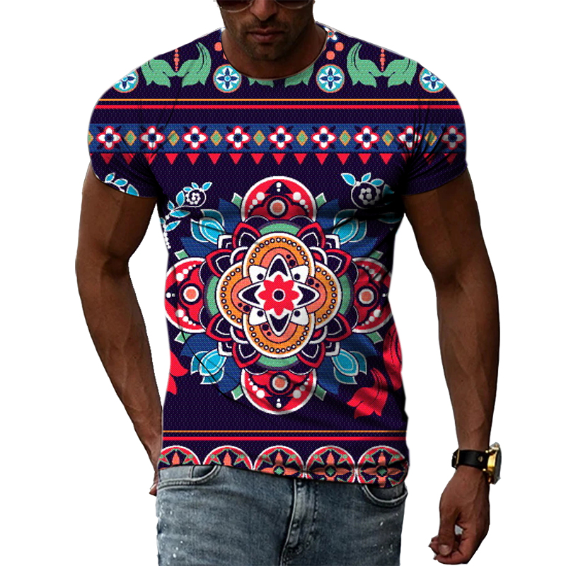 男性用半袖Tシャツ,ユーモラスでカラフルなエスニックパターン - Men'S Ethnic Fashion Trends のレビューと価格