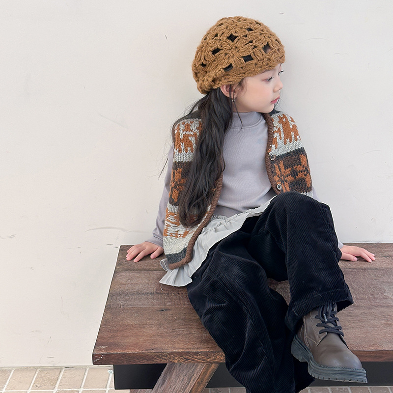 2025年秋の新作ファッション、女の子向けレトロニットベスト - Ethnic Fashion Boutique のレビューと価格