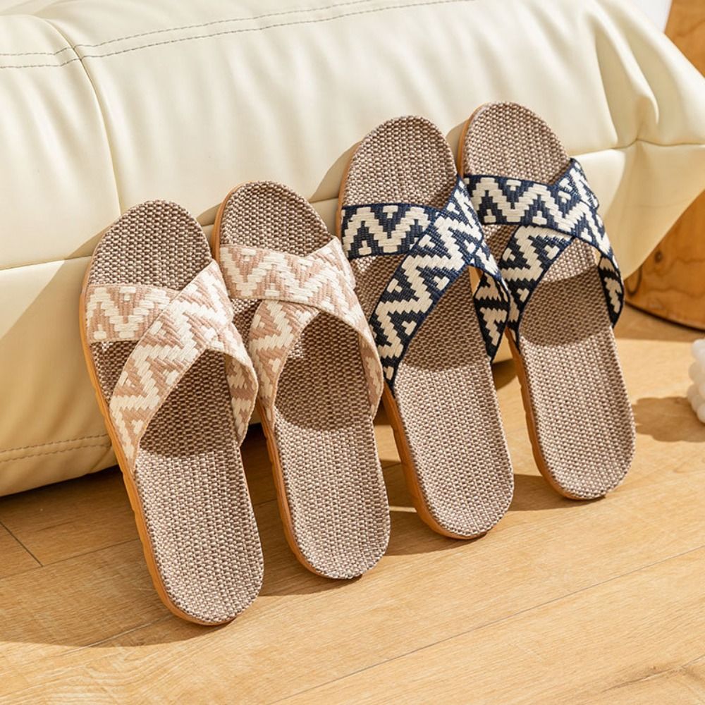 ファッションエスニックスタイルリネンクロススリッパ亜麻ソフト - Ethnic Fashion のレビューと価格
