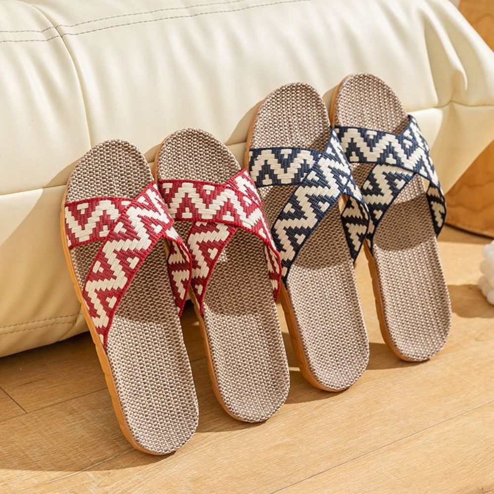 ファッションエスニックスタイルリネンクロススリッパ亜麻ソフト - Ethnic Fashion のレビューと価格